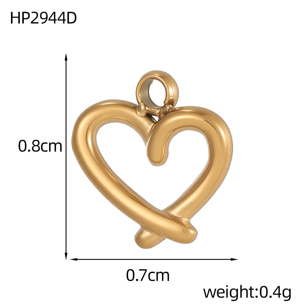 Vandfast Hjerteformet Vedhæng – 14K Forgyldt Stål (8x7mm) 1 stk. - Uniq Perler - 124104