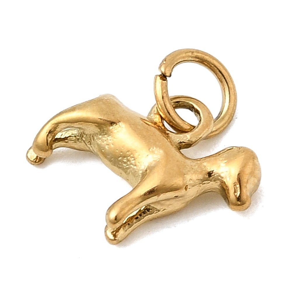 Vandfast Hunde Vedhæng med Øsken – 18K Forgyldt Stål (9x12mm) - Uniq Perler -
