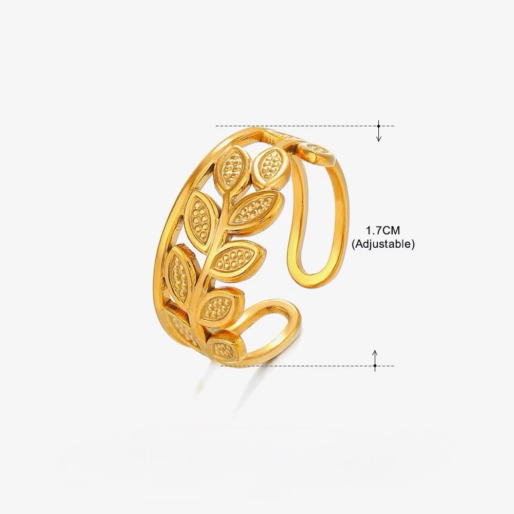 Vandfast Justerbar Ring – 18K Forgyldt Stål (17mm) - Uniq Perler -