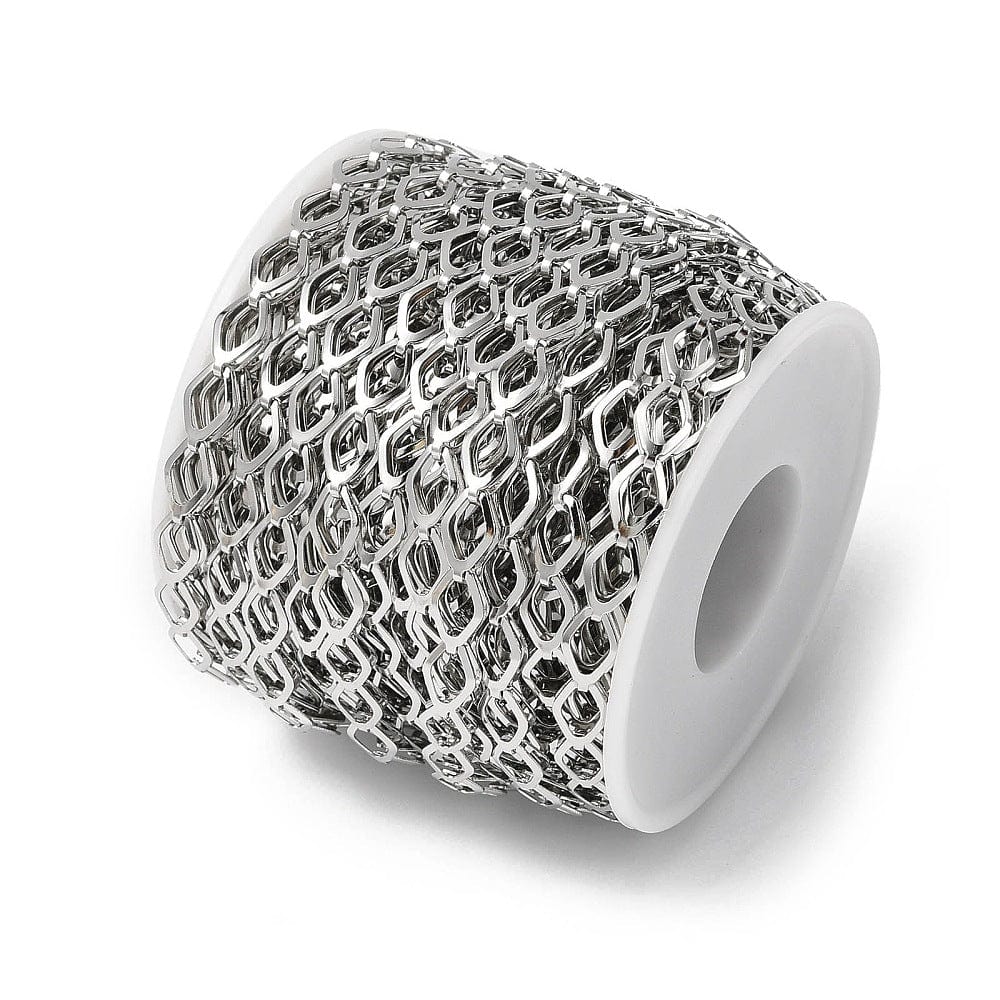 Vandfast Kæde Med Harlekin Links – Stål (11x6x3mm, 1m) - Uniq Perler - 114896