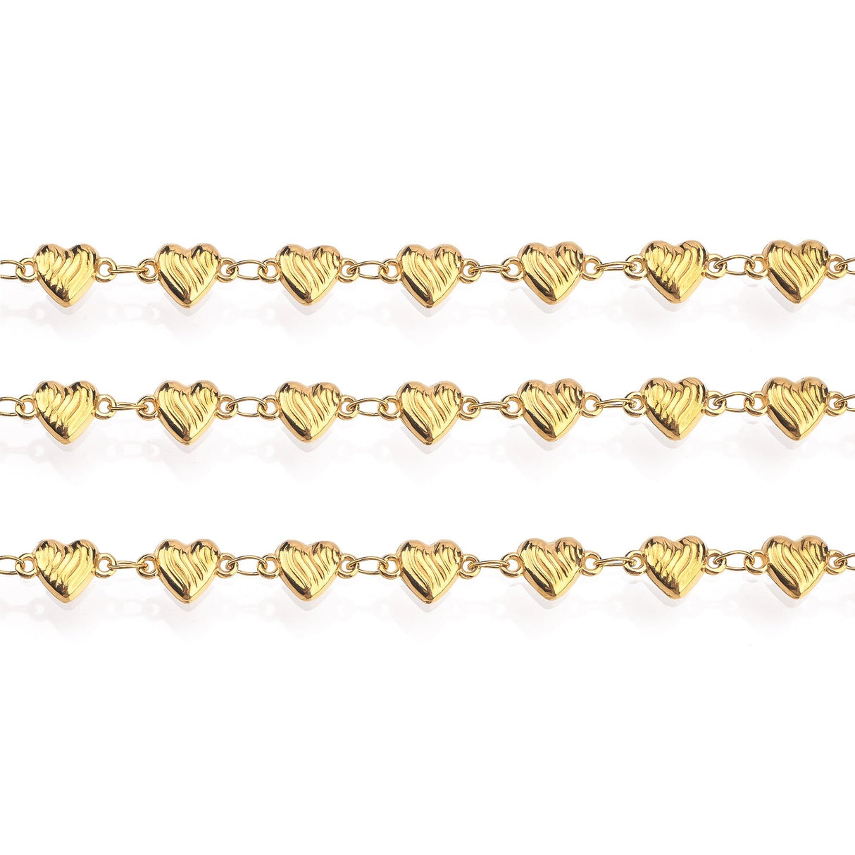 Vandfast Kæde Med Hjerteled – 18K Forgyldt Stål (6mm) 1m - Uniq Perler - 125309
