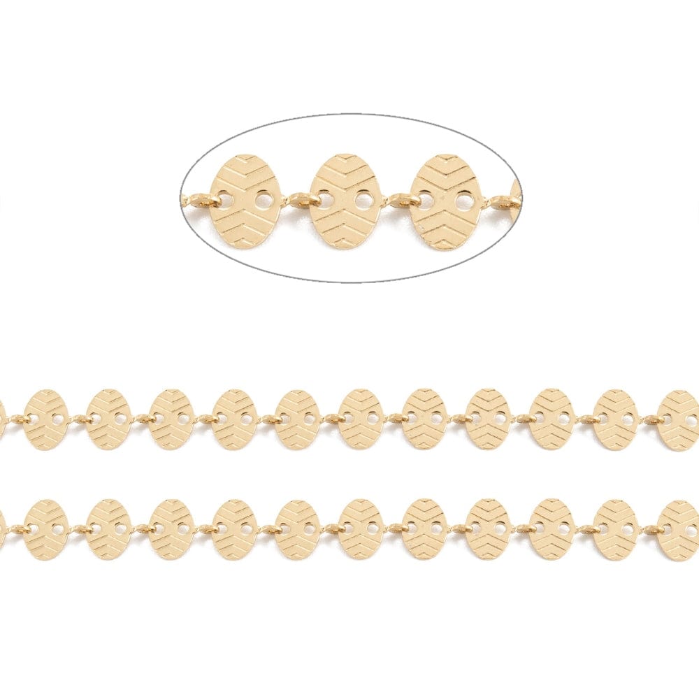 Vandfast Kæde Med Ovale Led – Forgyldt Stål (6x7mm) 1m - Uniq Perler - 116088