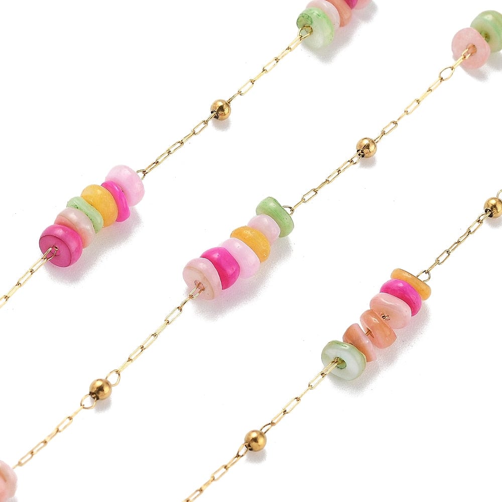 Vandfast Kæde Med Shell Perler Og Stål Perler, 1m - Uniq Perler - 837844