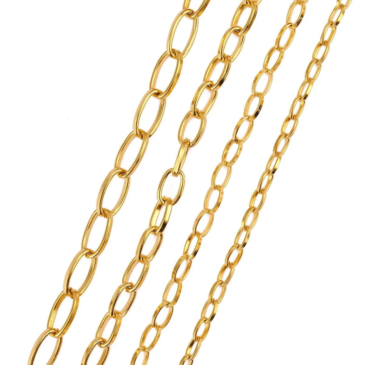 Vandfast Kæde – Oval, Forgyldt Stål (3 mm), Pr. meter - Uniq Perler - 852578