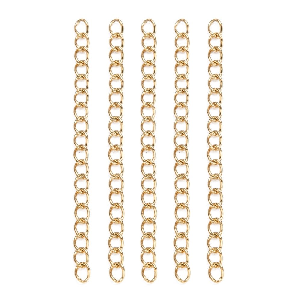 Vandfast Kædeforlænger – 18K Forgyldt Stål (47 - 53mm) 5 stk. - Uniq Perler - 119979