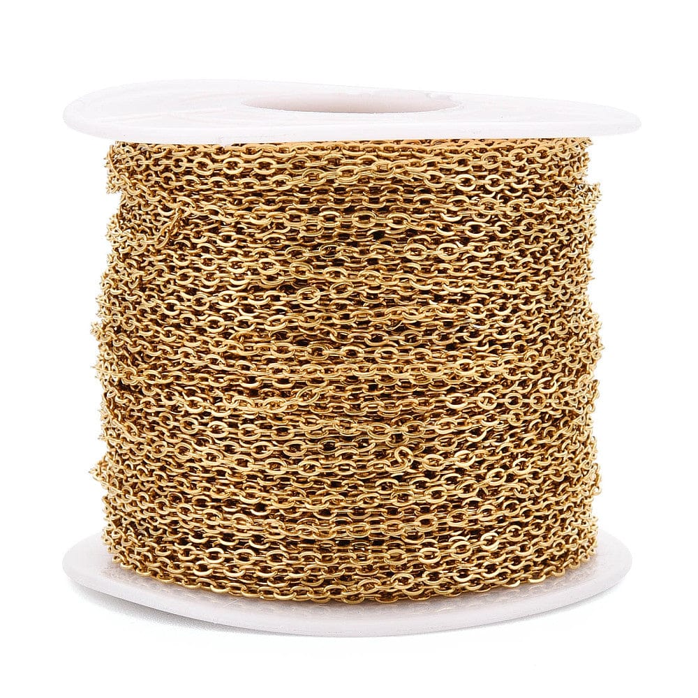 Vandfast Klassisk Ankerkæde, Forgyldt Stål, (2x1,5x0,4mm) - Uniq Perler - 113427