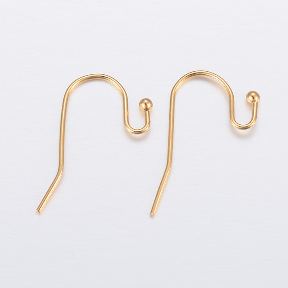 Vandfast Klassisk Ørekroge, Forgyldt Stål, 21x12mm, (5 par) - Uniq Perler - 113516