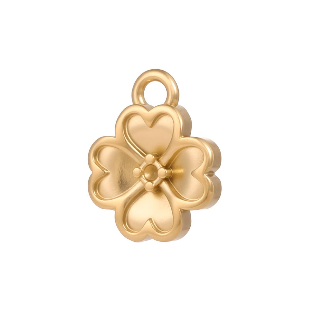 Vandfast Kløver Vedhæng – 14K Forgyldt Stål (12x10mm) 1 stk. - Uniq Perler - 124296