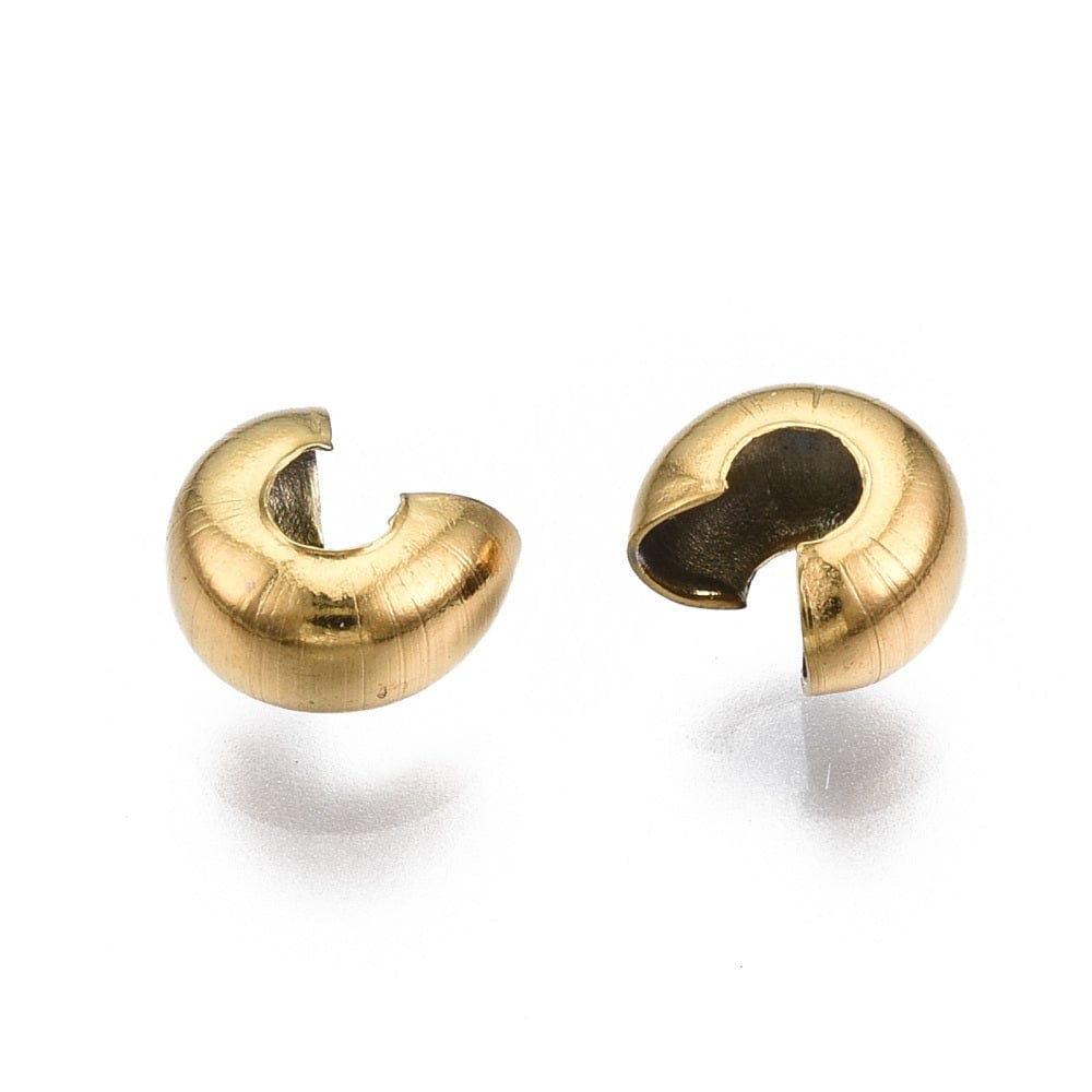 Vandfast Knudeskjuler – Forgyldt Stål (5,5x4,5x3,2mm), 4 Stk - Uniq Perler - 983453