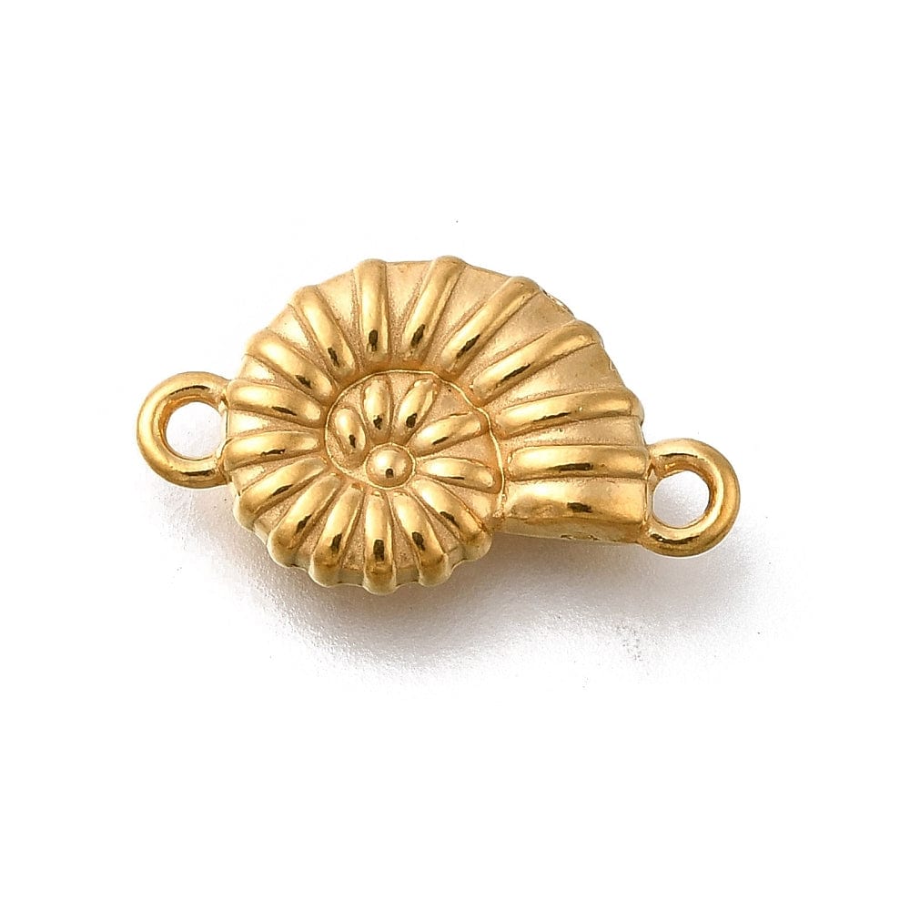 Vandfast Konkylie Mellemled - 14K Forgyldt Stål, (18,5x10,5, 2 stk.) - Uniq Perler - 115132