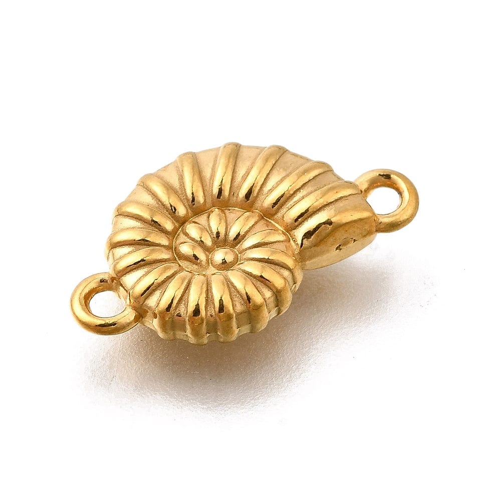 Vandfast Konkylie Mellemled - 14K Forgyldt Stål, (18,5x10,5, 2 stk.) - Uniq Perler - 115132
