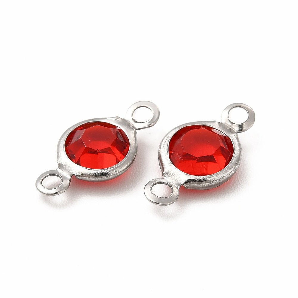 Vandfast Mellemled – Rund, Stål, Rød (12,5x7mm) 2 stk - Uniq Perler -