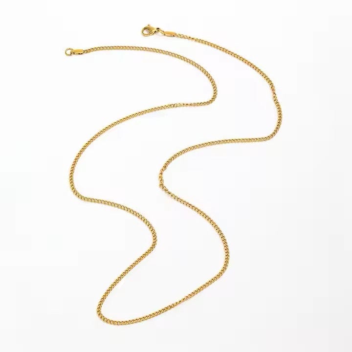 Vandfast Mini Panser Halskæde - 18K Forgyldt Stål (60cm) - Uniq Perler - 46677