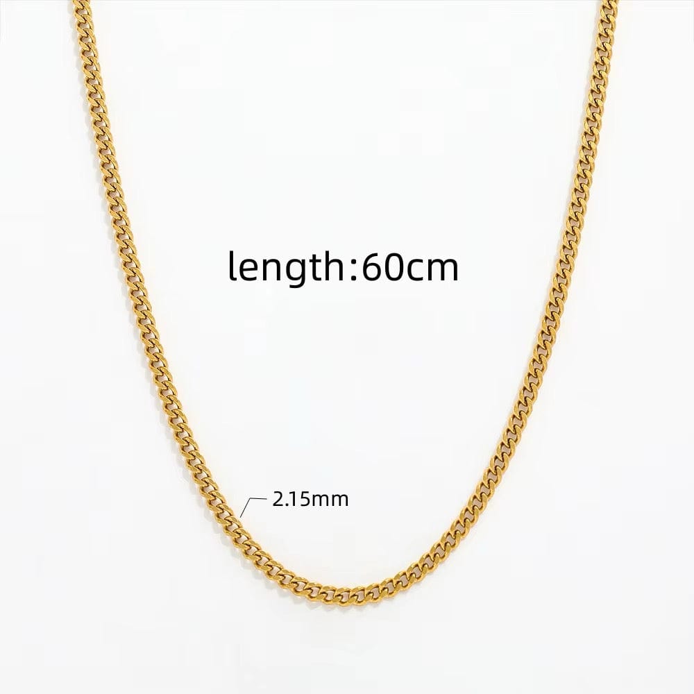 Vandfast Mini Panser Halskæde - 18K Forgyldt Stål (60cm) - Uniq Perler - 46677