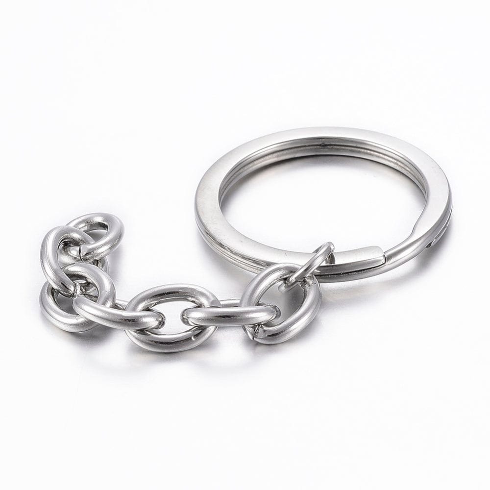 Vandfast Nøglering - Stål (30mm, 4 stk) - Uniq Perler - 114982