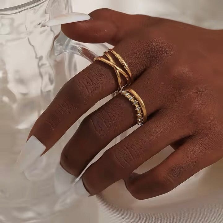 Vandfast Og Regulerbar Ring Af Forgyldt Stål, (1 sæt af 2 stk.) - Uniq Perler - 115561