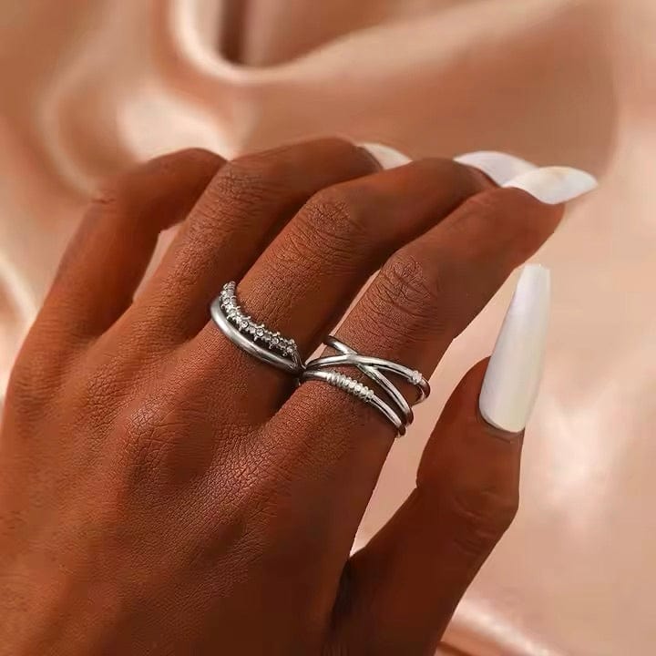 Vandfast Og Regulerbar Ring i Stål, (1 sæt af 2 stk.) - Uniq Perler - 115562