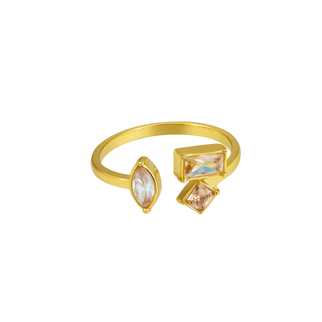 Vandfast Og Regulerbar Ring Med Farvet Zirkonia sten - Uniq Perler - 115577