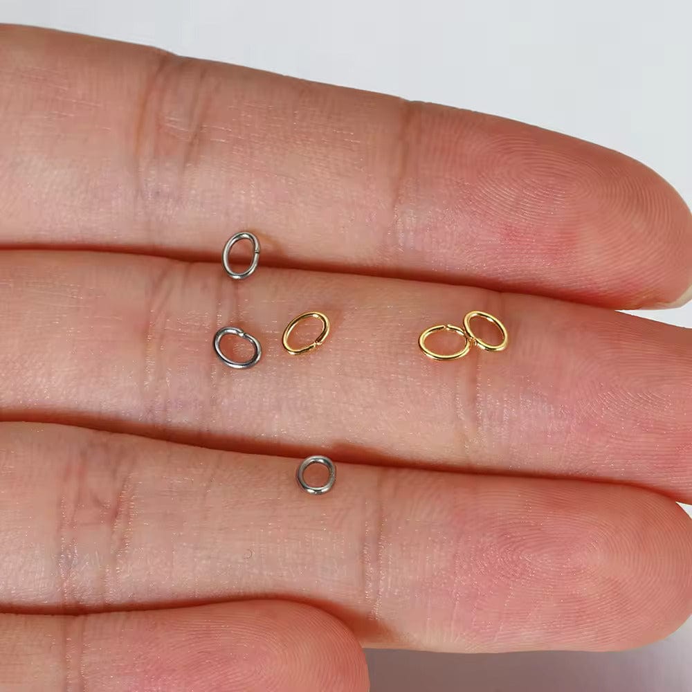 Vandfast Oval Øsken/O - Ringe – Åben, Forgyldt Stål (3x4x0,6mm), 20 stk - Uniq Perler - 112099