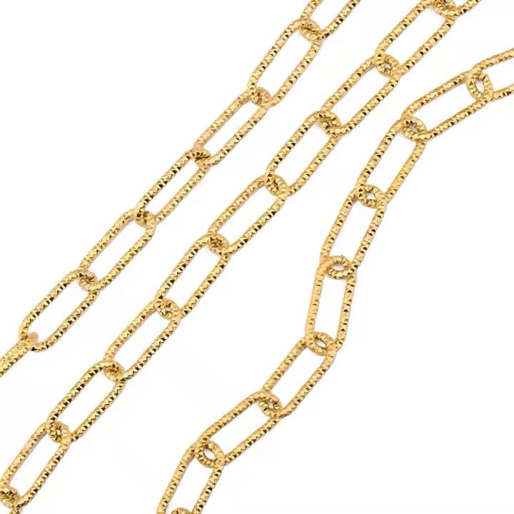 Vandfast Papirklips Kæde Med Mønster, 18K Forgyldt Stål, 16,8x7,2mm - Uniq Perler - 827331