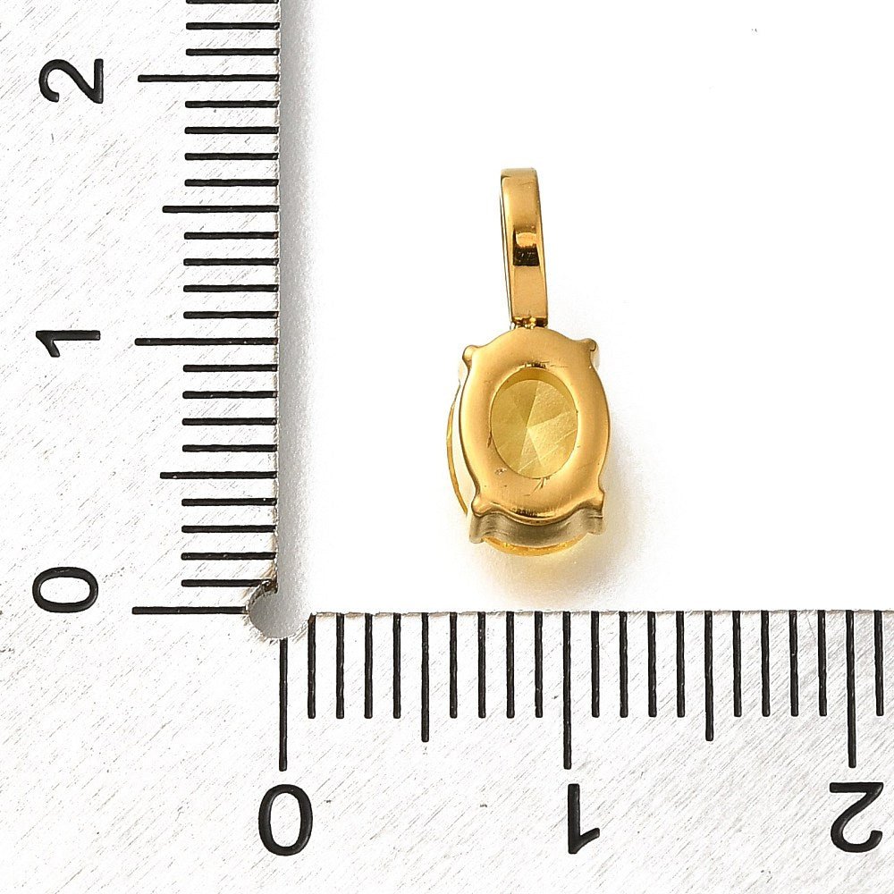 Vandfast Rhinsten Vedhæng – 14K Forgyldt Stål, Light Topaz (14x6mm) - Uniq Perler - 119024