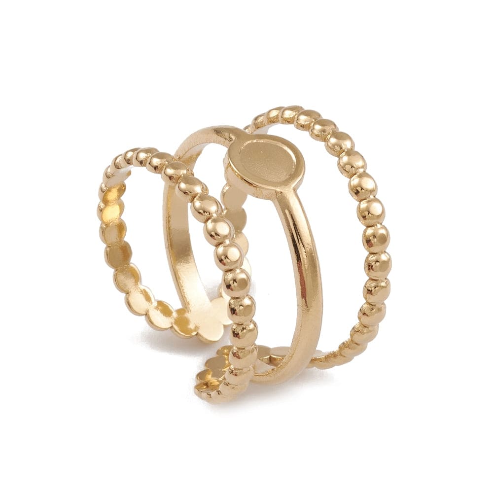 Vandfast Ring Til Pålimning Af Cabochon – 14K Forgyldt Stål - Uniq Perler - 115325