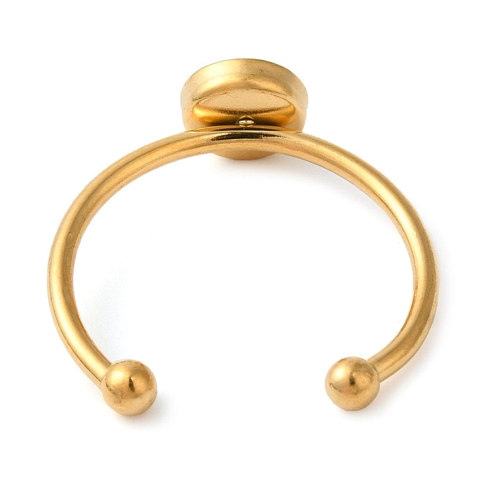 Vandfast Ring Til Pålimning Af Cabochon – 18K Forgyldt Stål (5 Stk) - Uniq Perler - 114986