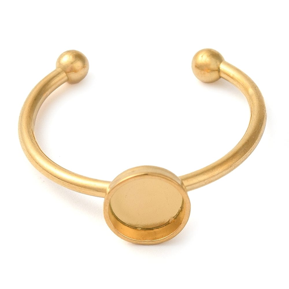 Vandfast Ring Til Pålimning Af Cabochon – 18K Forgyldt Stål (5 Stk) - Uniq Perler - 114986