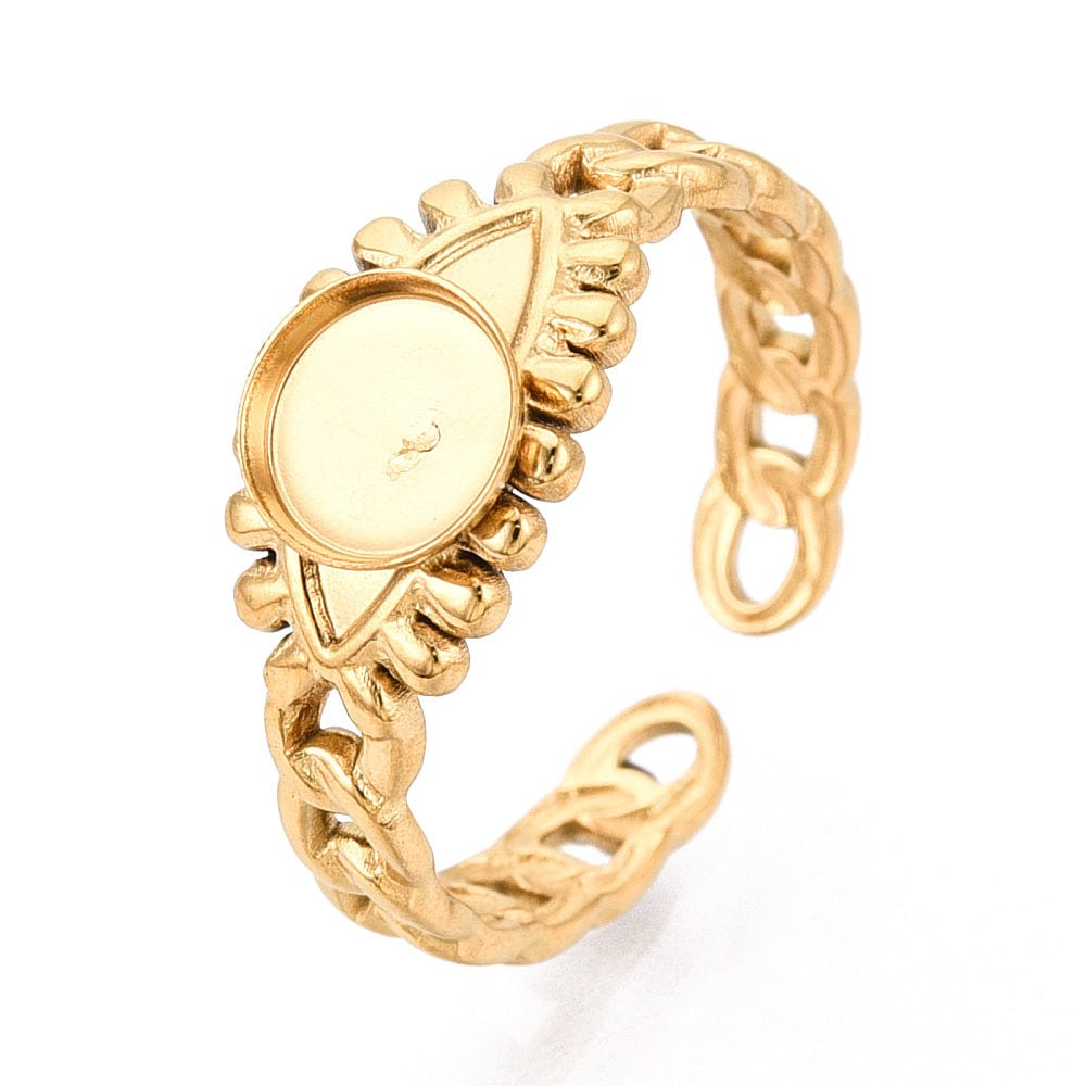 Vandfast Ring Til Pålimning Af Cabochon – 18K Forgyldt Stål - Uniq Perler - 115544