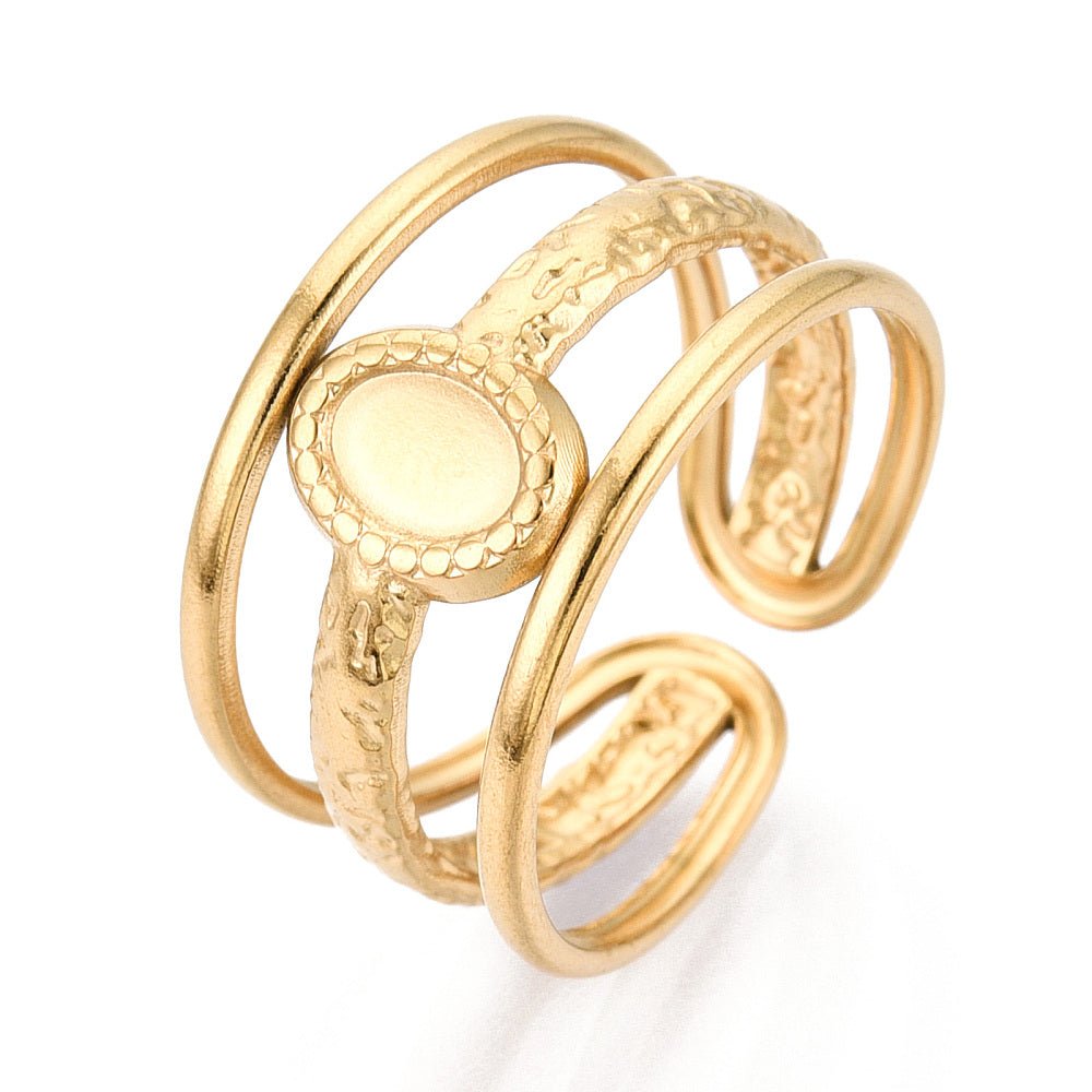 Vandfast Ring Til Pålimning Af Cabochon – 18K Forgyldt Stål - Uniq Perler - 117429