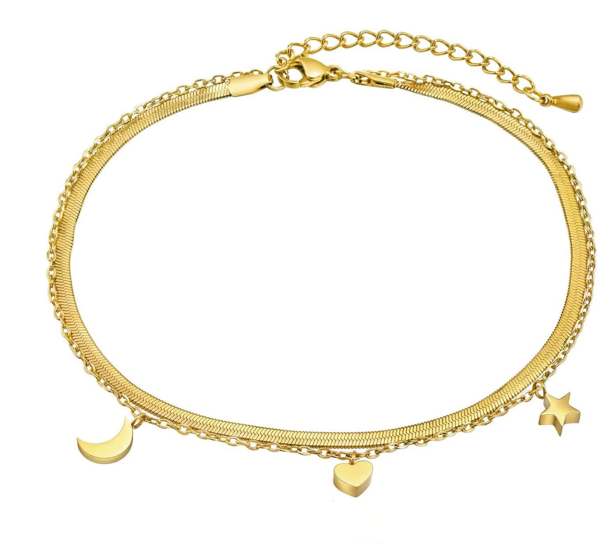 Vandfast "Snake" Ankelkæde, 2 Kæder i Én, Regulerbar (23 - 28cm) - Uniq Perler - 115185