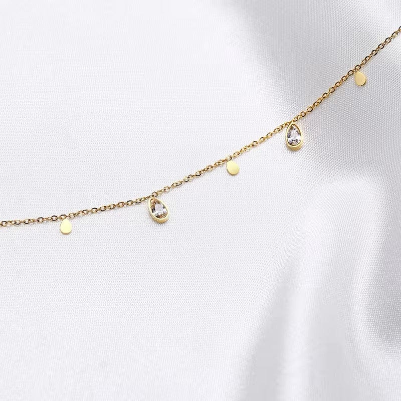 Vandfast Snake Halskæde Med Klare Zirkonia Sten - Forgyldt (40+4cm) - Uniq Perler - 113362