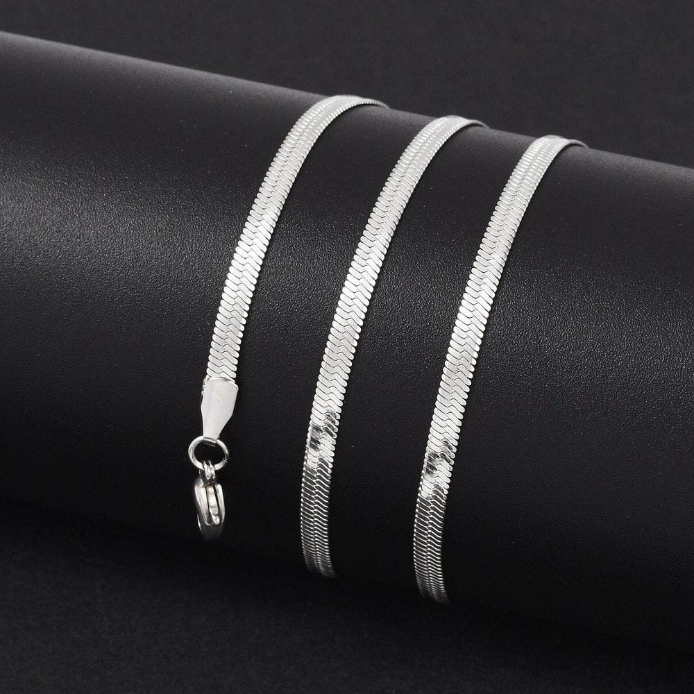 Vandfast Snake Halskæde – Stål (45+5cm, 3mm Bred) - Uniq Perler - 12155531