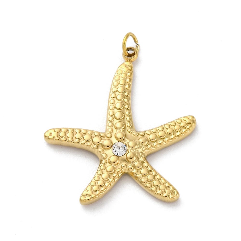 Vandfast Søstjerne Vedhæng - 18K Forgyldt Stål (23x26mm) - Uniq Perler - 115043