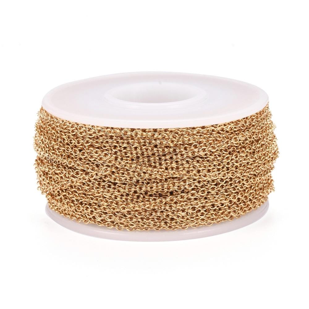 Vandfast Stål Ankerkæde, Forgyldt, (2x1,5x0,4mm) - Uniq Perler - 419847