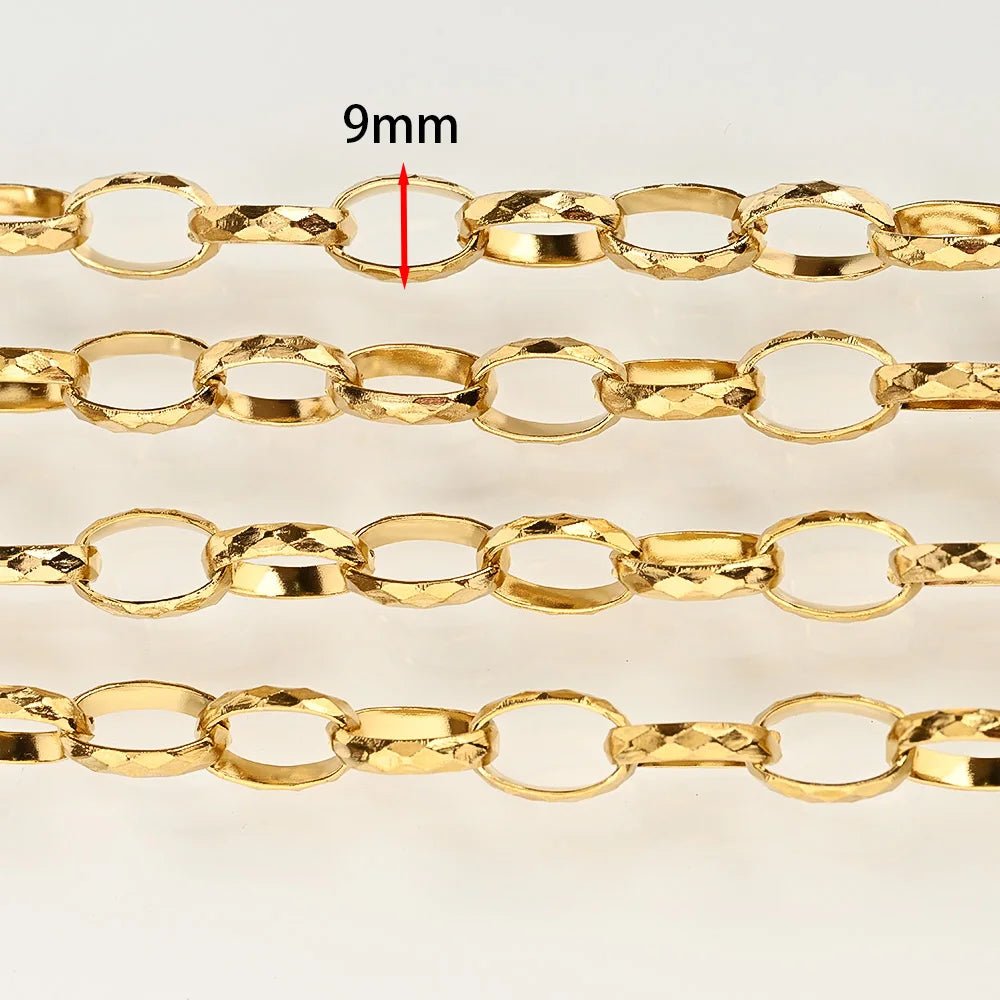 Vandfast Stål Kæde – Ovale Led med Diamant Mønster (Meter) - Uniq Perler -