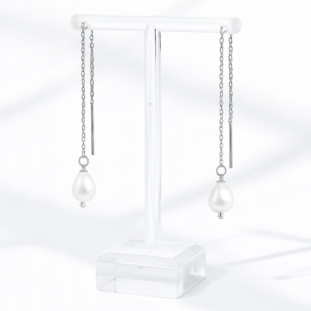 Vandfast Stål Ørekæde Med Ferskvandsperle (100 - 109mm) - Uniq Perler - 645324