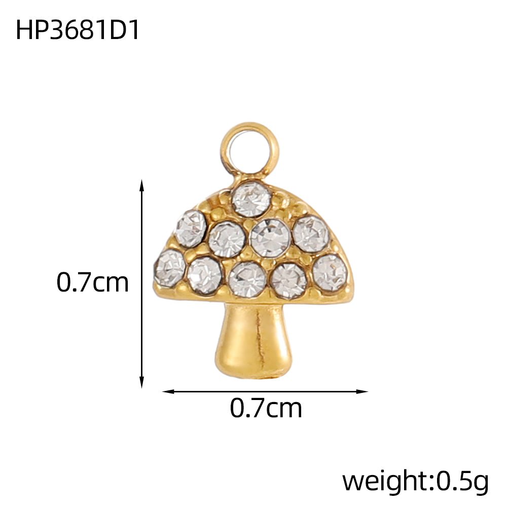 Vandfast Svamp Vedhæng Med Zirkonia – 14K Forgyldt Stål (7x7mm) - Uniq Perler - 118912