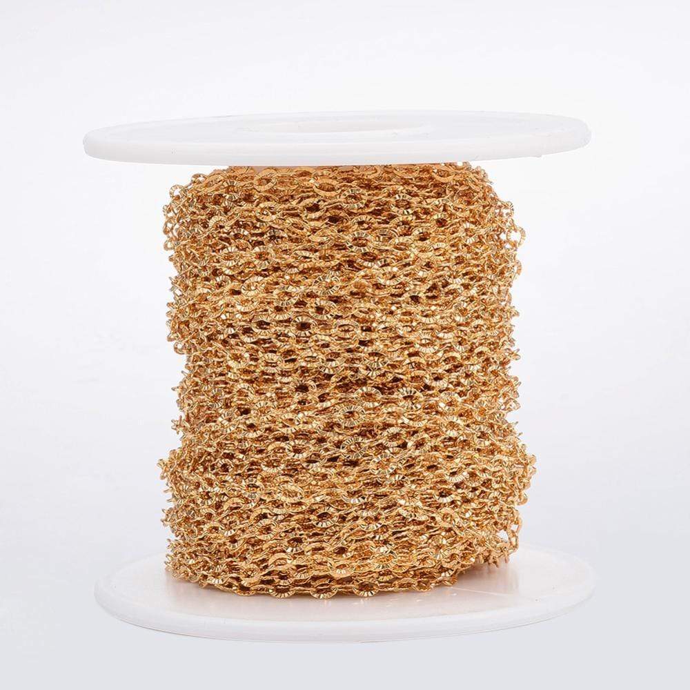 Vandfast Tekstureret Ankerkæde – 18K Forgyldt Stål (3,5x2,5x0,4mm, 10m) - Uniq Perler - 6758411643