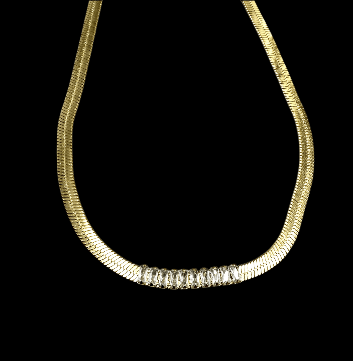 Vandfast Tennis Halskæde Med Klare Zirkonia Sten - 18K Forgyldt Stål (41+5cm) - Uniq Perler - 235797421