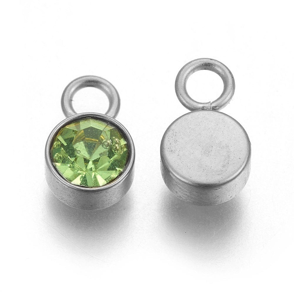 Vandfast Vedhæng – Grønt Glas, Stål (10x6mm, 2 stk.) - Uniq Perler - 114609