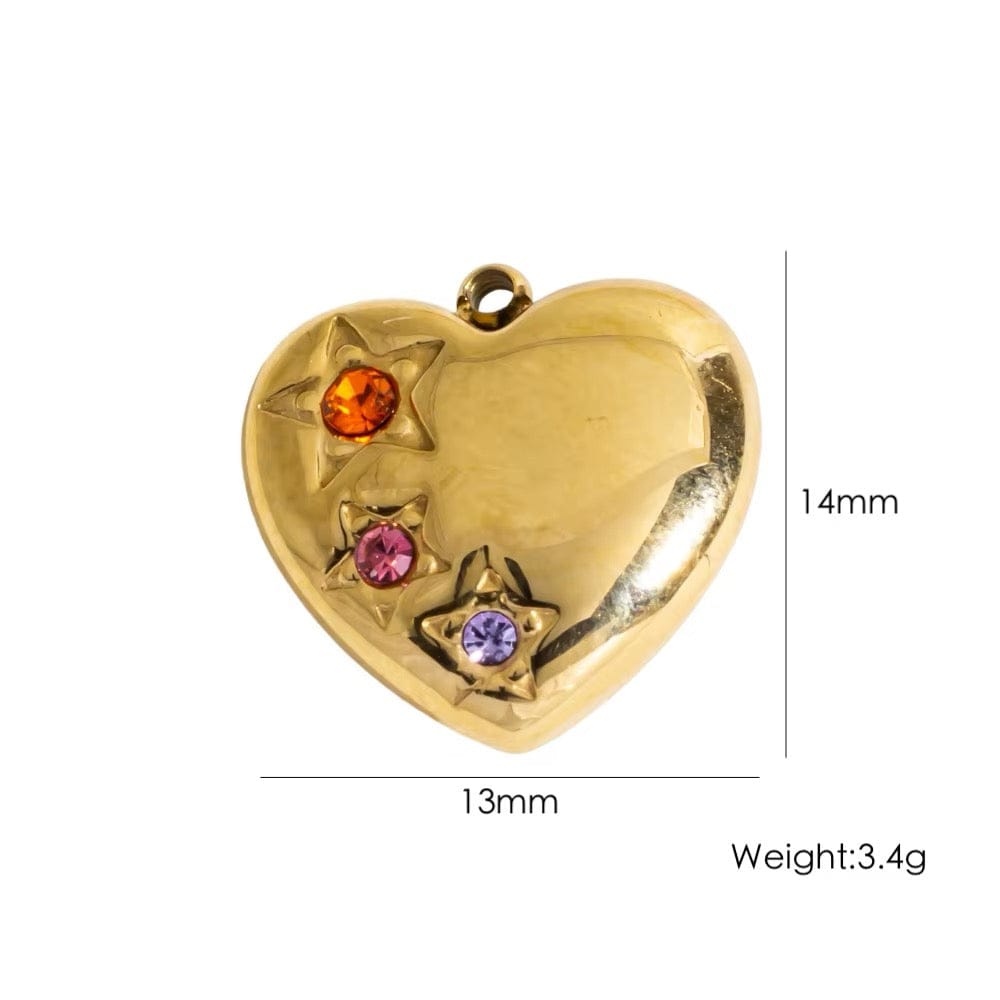 Vandfast Vedhæng Hjerte med Zirkonia sten - Forgyldt Stål (14x13x3 mm) - Uniq Perler - 86578
