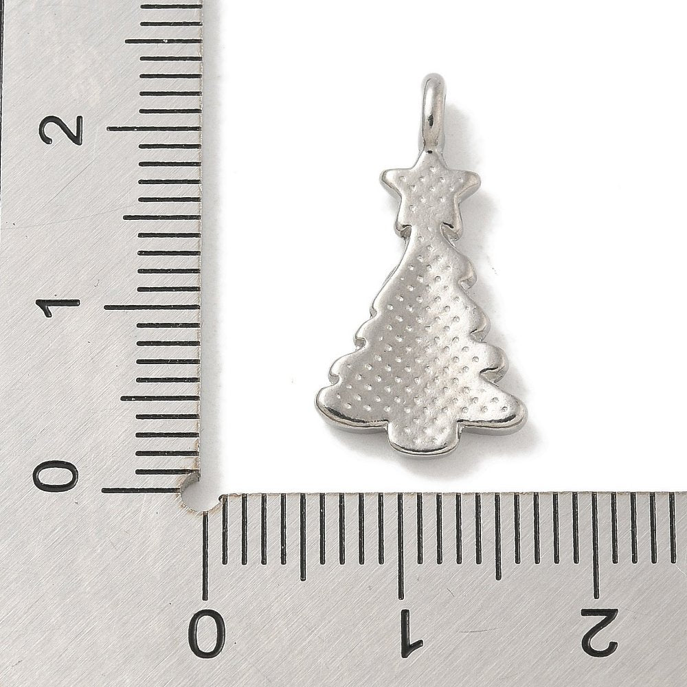 Vandfast Vedhæng i Stål – Juletræ (21x11mm) - Uniq Perler -