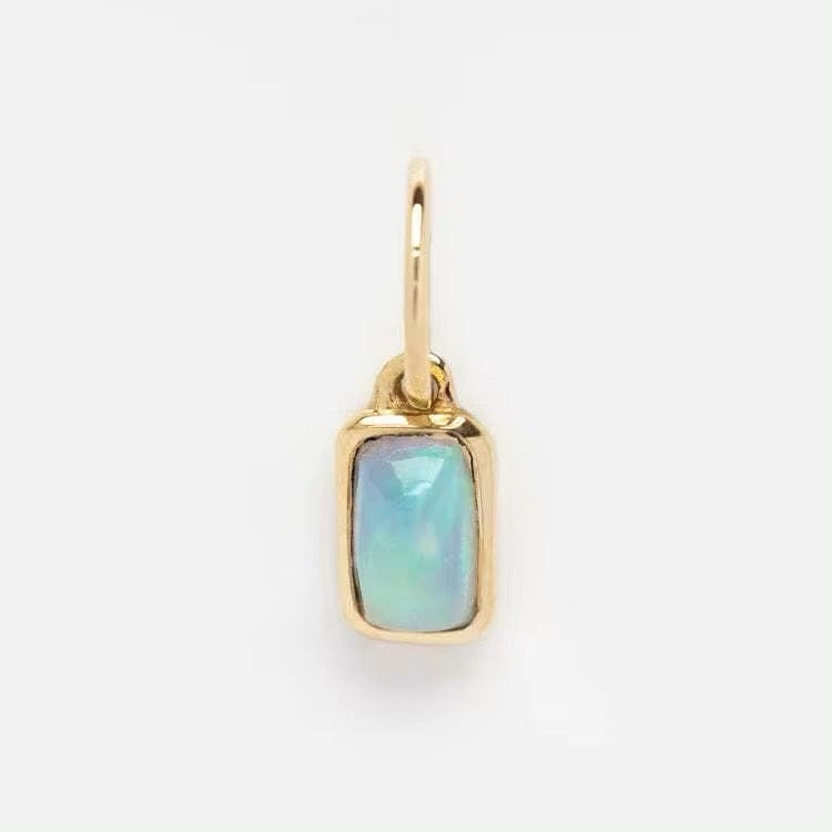 Vandfast Vedhæng Med Akvamarin - 18K Forgyldt Stål (12x8mm) - Uniq Perler - 112356