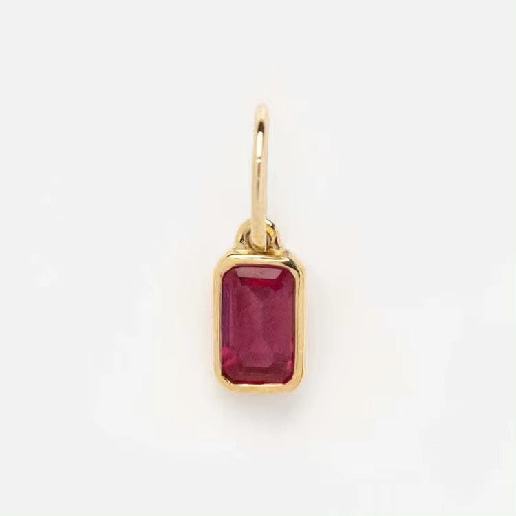 Vandfast Vedhæng Med Rubin - 18K Forgyldt Stål (12x8mm) - Uniq Perler - 112360