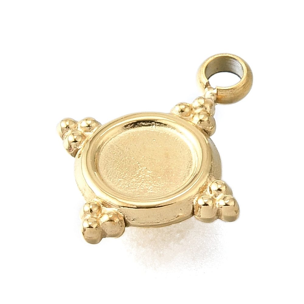 Vandfast Vedhæng til Cabochon – 14K Forgyldt Stål (9x11,5mm, 2 stk.) - Uniq Perler - 114789