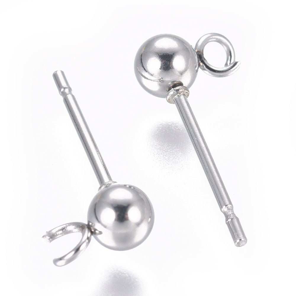Vandfaste Ball Ørestikkere Med Øje - Stål (15x4mm) - Uniq Perler - 117035