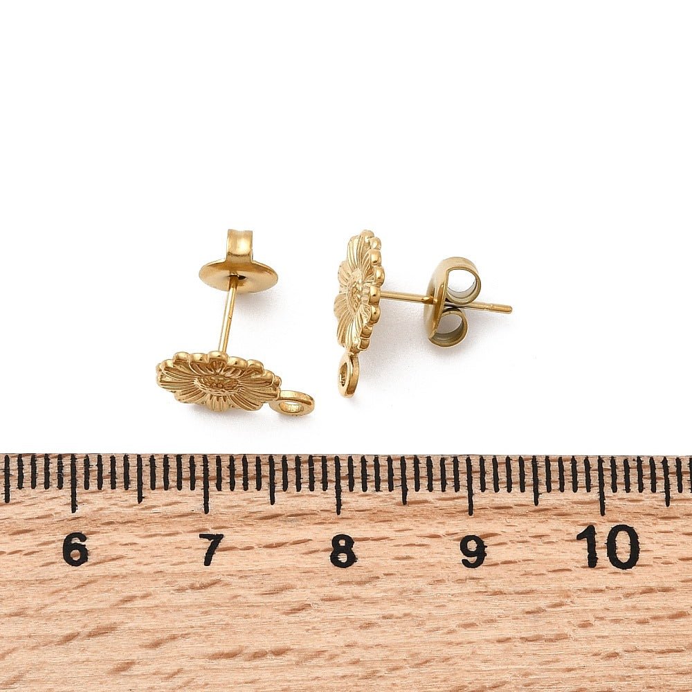 Vandfaste Blomster Ørestikkere Med Øje – 18K Forgyldt Stål (13x9,5mm) - Uniq Perler - 124075