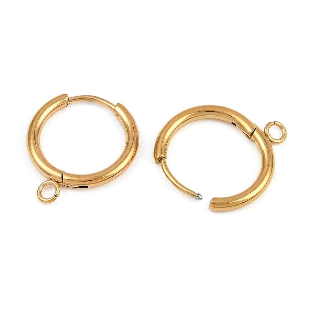 Vandfaste Creoler Med Øje - 18K Forgyldt Stål (16mm) - Uniq Perler - 115738