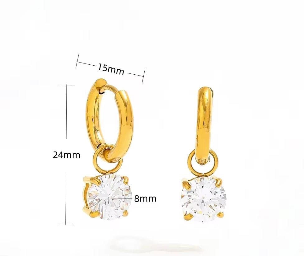 Vandfaste Creoler Med Zirkonia Vedhæng - Uniq Perler - 76260